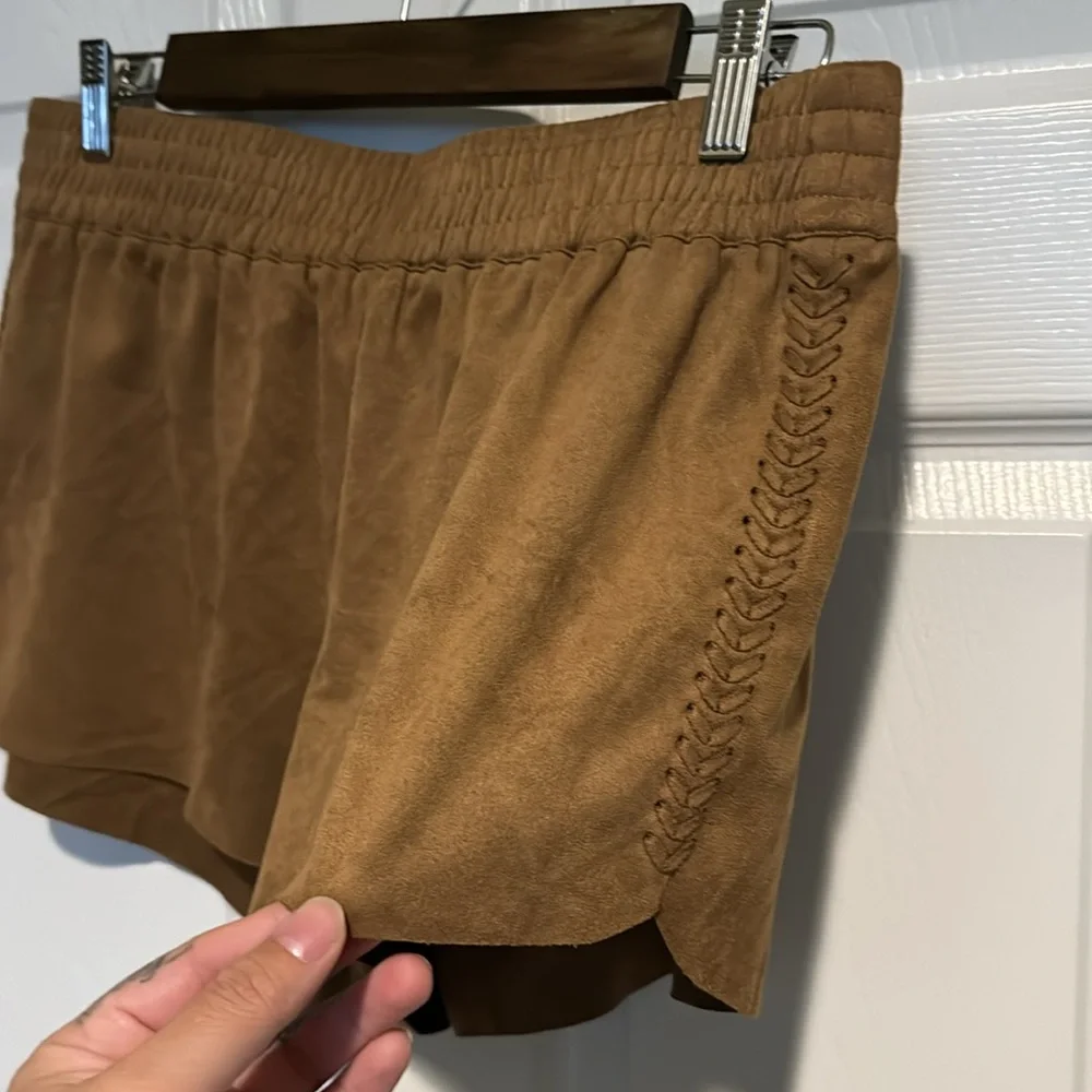 Suede look pull on shorts